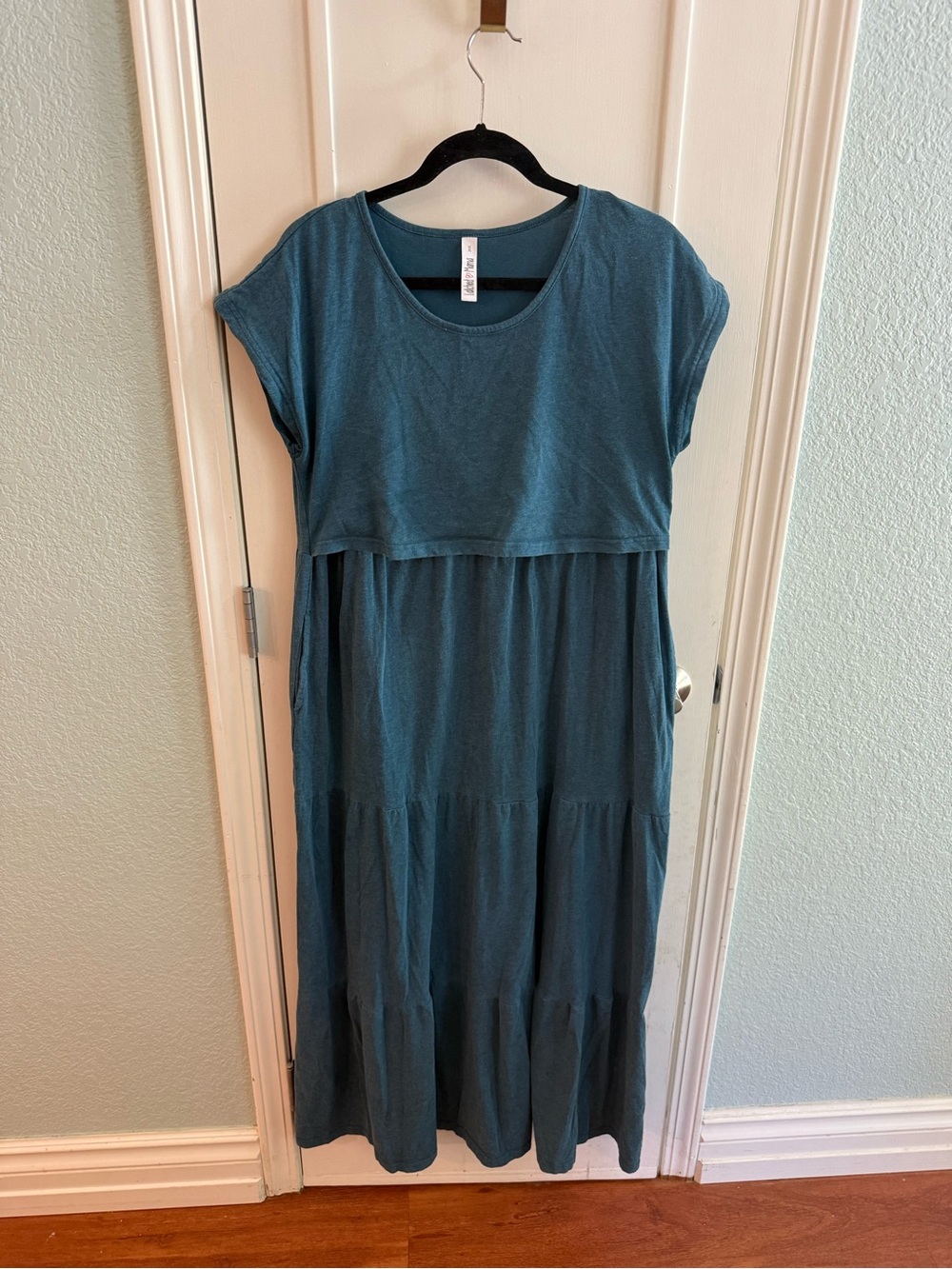 Latched Mama Short Sleeve Tiered Maxi Nursing Dress - Women